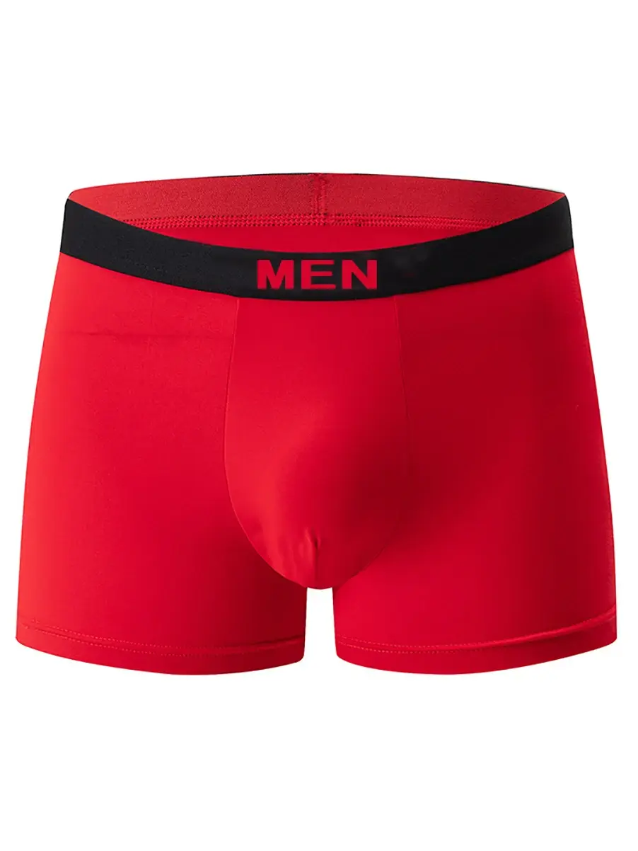 7-piece Set of Four Season Men's Solid Color Long Casual Underwear, Fashionable Sports Underwear, Plus Size Flat Corner Pants