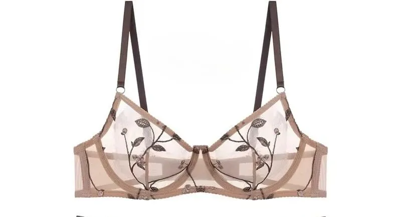 European Style Lace Sheer Embroidery Underwire Bra Minimizer Big Bust Anti-Sagging Support Comfort Soft Lingerie S-XL