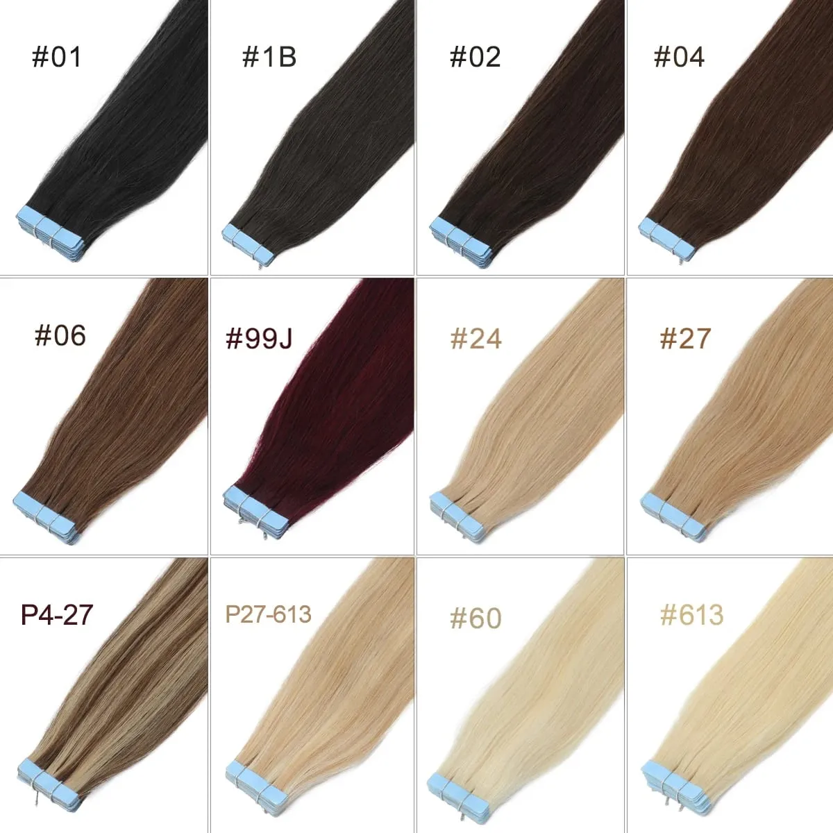 Tape in Hair Extensions Human Hair Blonde Seamless Tape Hair Extensions 4x0.8cm Skin Weft PU Tape On Hair 20PCS 12"-22"