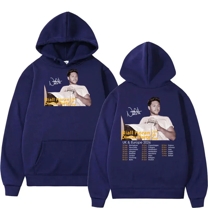 Niall Horan Dinner Party Live on Tour 2026 Print Hoodie Men's Clothing Fashion Oversized Sweatshirt Vintage Long Sleeve Hoodies