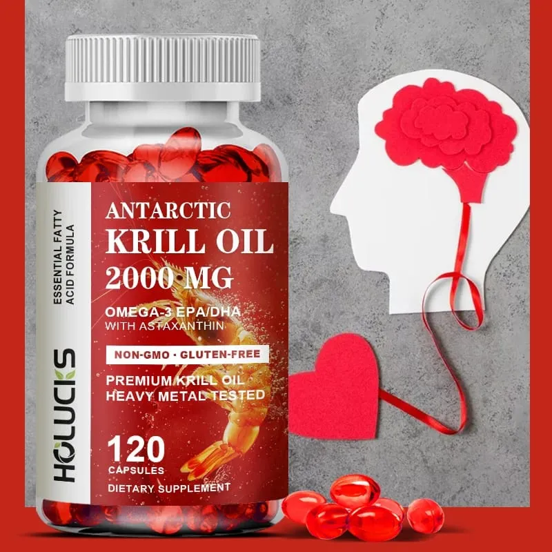 Buy 1 Get 1 Free! Pure Antarctic Krill Oil 2000mg Supplement with Astaxanthin for Heart & Brain Health Healthy Aging Non-GMO