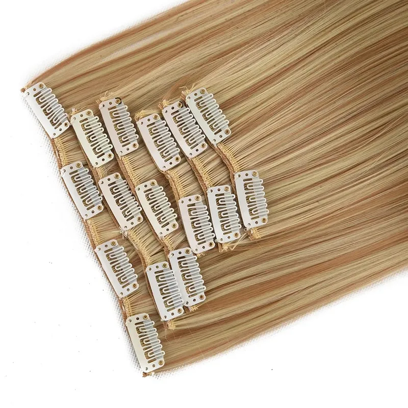 Jeedou 20 Inch 140g Clip In Hair Extensions 6Pcs 16 Clips Long Wavy Synthetic Ombre Hair Pieces for Women Full Head