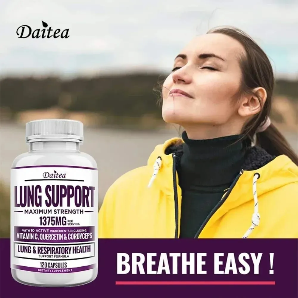 Lung Support Supplement for Lung Cleanse & Detox with Quercetin Bromelain Vitamin C & Cordyceps for Lung Respiratory Support