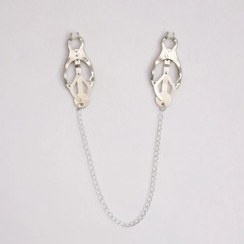 Metal Nipple Clamps Clips with Chain Clitoris Stimulator Steel Nipple Breast Clamps Flirting Women Sex Toy