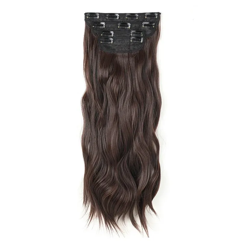 4-Piece Set Hair Clip Extensions Clip In Wavy Hair Extensions 20 Inch Long Synthetic Curly Hair Extensions for Women