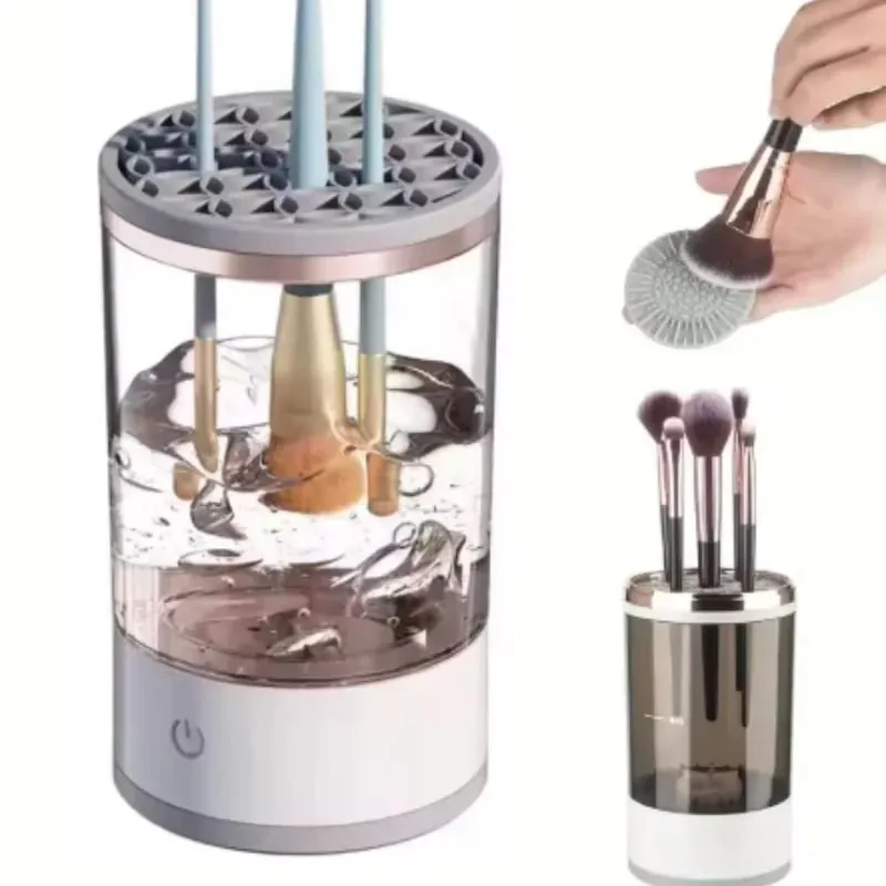 Portable USB Rechargeable Electric Makeup Brush Machine Efficient Automatic for Home Travel Cosmetic Brushes Deep Cleaning Tools