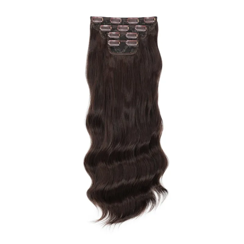22Inch 220Gram 4Pcs Clips In Blond 613# Body Wave Bundles Ombre Light Brown 6# High Temperature Bio Synthetic Hair Extensions