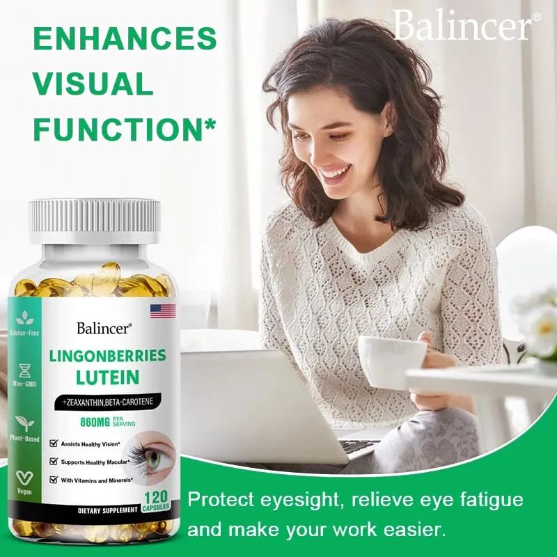Balincer Lutein Capsules with Zeaxanthin Vitamin Dietary Supplement for Eye Health Support 120/60/30 Easy-to-Swallow Softgels
