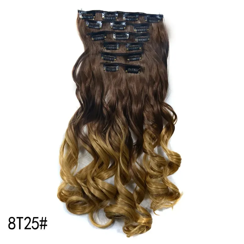 16 Clips In Hair Extensions Women Natural Wave Hair Extensions 6Pcs/Set Synthetic Hair Piece Heat Resistant Hairpiece 20 Inch