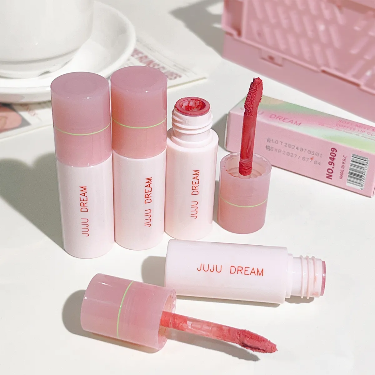 Soft mist milk coffee small milk tube lip glaze air-sensitive white mist velvet matte lip glaze lipstick