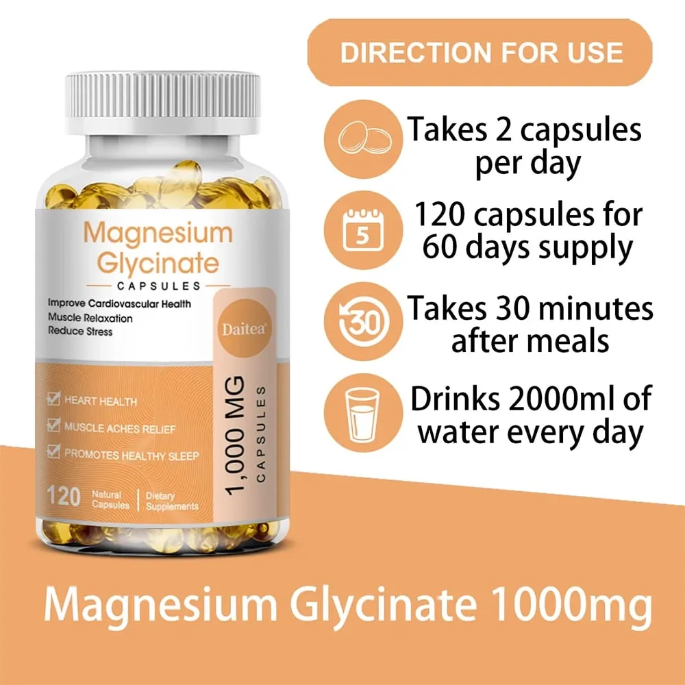 Magnesium Glycinate Supplement with Vitamins To Promote Natural Sleep Reduce Stress and Anxiety and Support Bone Health