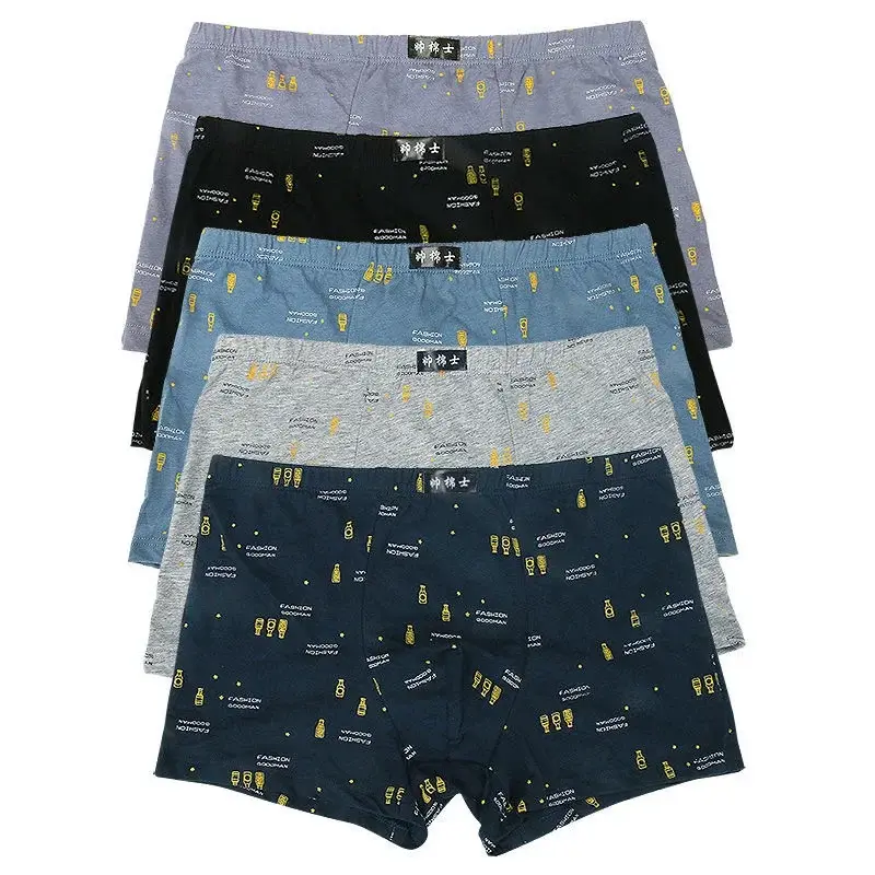 5Pcs/Lot Boxers Men’S Underwear Men's Cotton Boxer Shorts Men’S Boxer Pants Four Corners Loose Breathable Comfortable Shorts