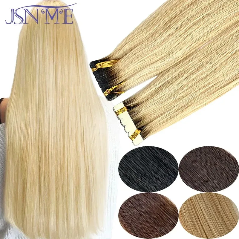 Mini Tape In Hair Extensions Seamless Invisible SKin Weft 100% Remy Human Hair Black Brown Blonde For Salon For Women