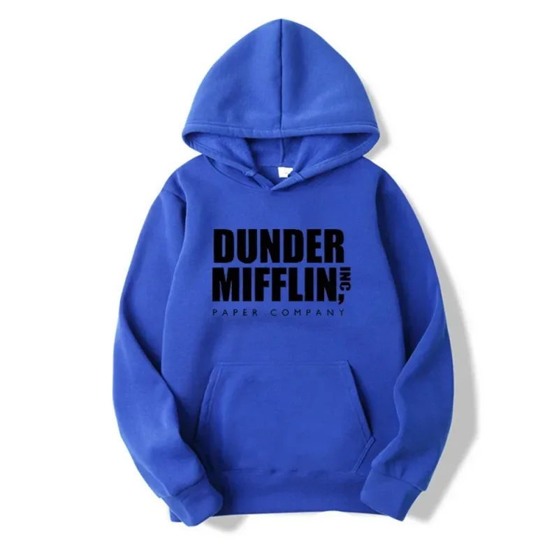 Dunder Mifflin Hoodie Paper Company Office TV Show Slogan Minimalist Aesthetic Grey Oversized Casual Sport Sweatshirts