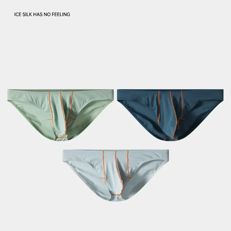 Mens Underwear Briefs Shorts Slim Nylon Ice Silk Panties Man U Convex Pouch Low Rise Underpant Cueca Calzoncillo Plus Size M-XXL
