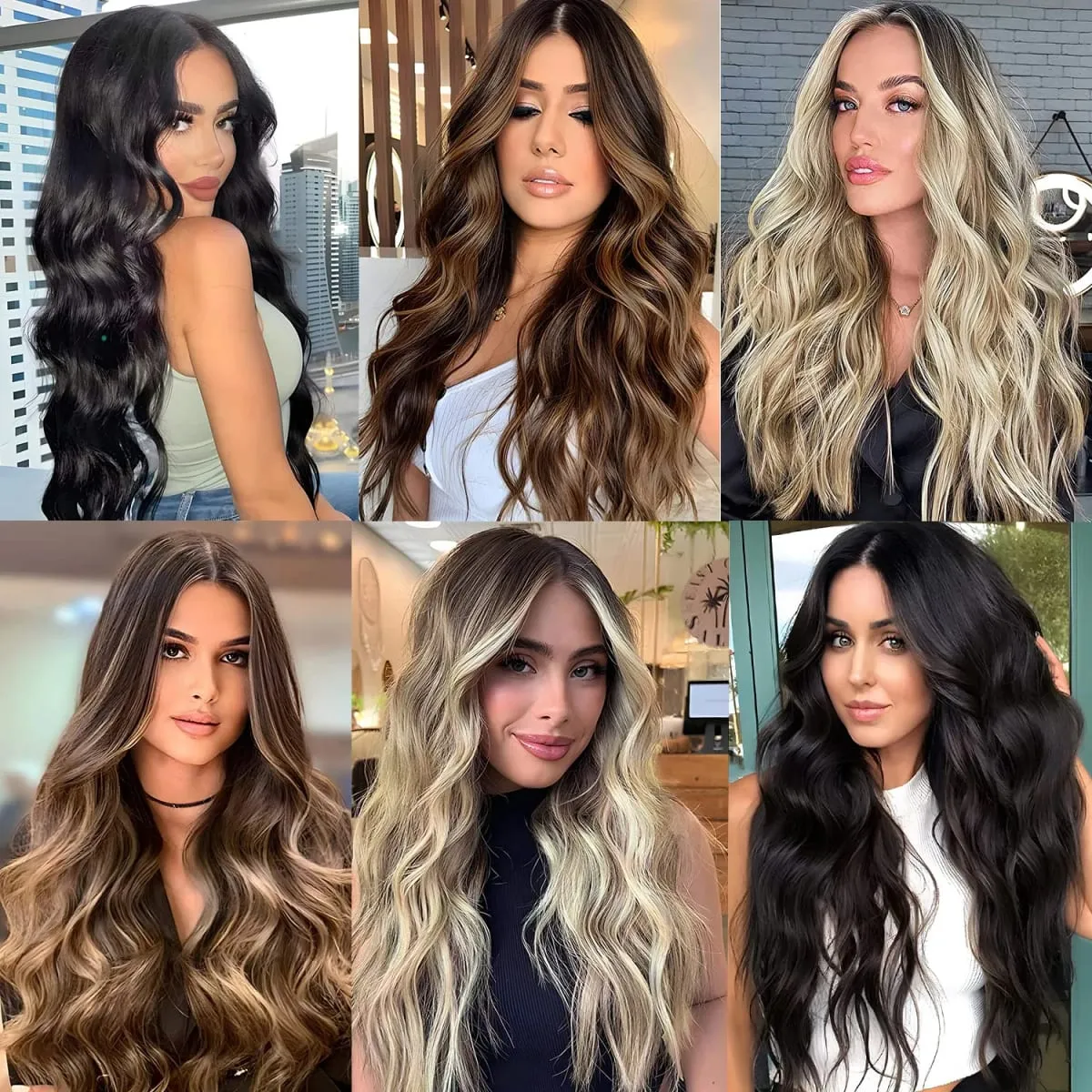 4 Pcs 22 Inch Clip in Hair Extensions Long Synthetic Wavy Curly Hairpieces Layered Soft Invisible Clip Ins Extensions for Women