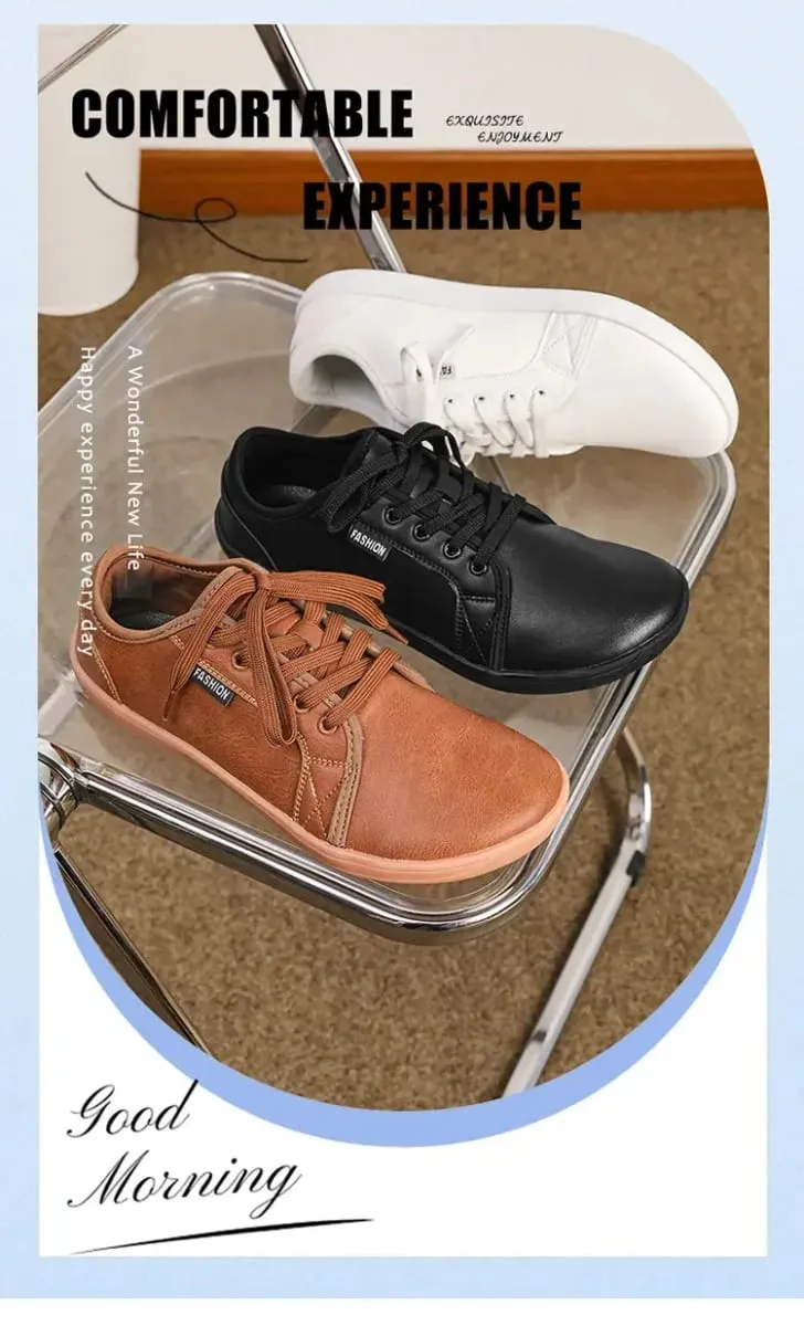 2025 New Minimalist Shoes for Men Women Wide Toe Barefoot Zero Drop Shoes Casual Artificial Leather Lightweight Walking Sneakers