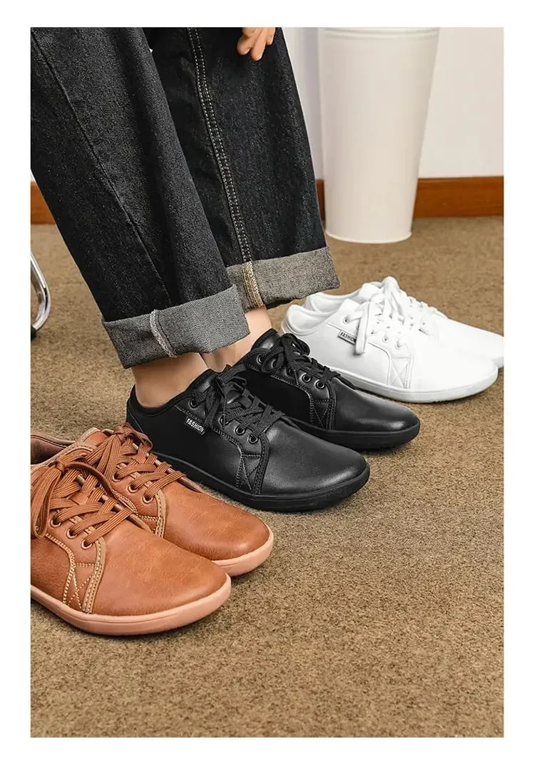 2025 New Minimalist Shoes for Men Women Wide Toe Barefoot Zero Drop Shoes Casual Artificial Leather Lightweight Walking Sneakers
