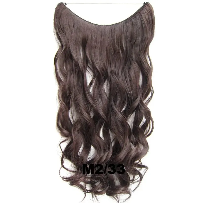 Synthetic One piece Hair Extensions No Clip No Glue Invisible 24inch Long Straight Wave Heat Resistant String Hairpiece