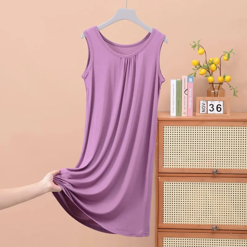 Plus size XL to 8XL Modal sleeveless sleepdress Summer lady's tank dress Loose camisole nightdress comfort dresses