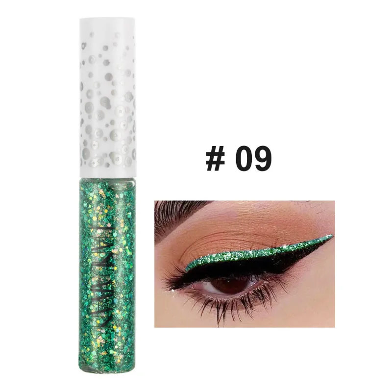 12 Colors Shiny Eye Liners Pigment Silver Rose Gold Color Glitter Liquid Eyeliner Metallic Colorful Makeup For Women