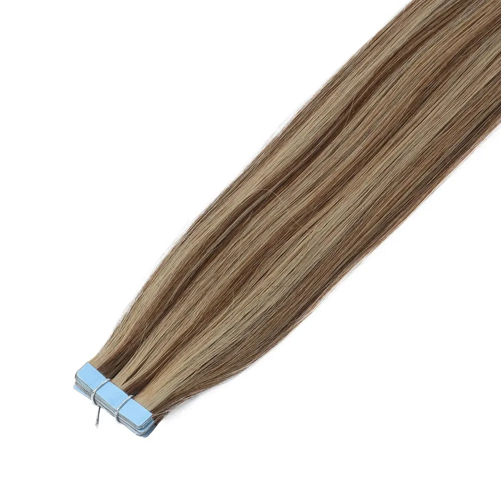 Tape in Hair Extensions Human Hair Blonde Seamless Tape Hair Extensions 4x0.8cm Skin Weft PU Tape On Hair 20PCS 12"-22"
