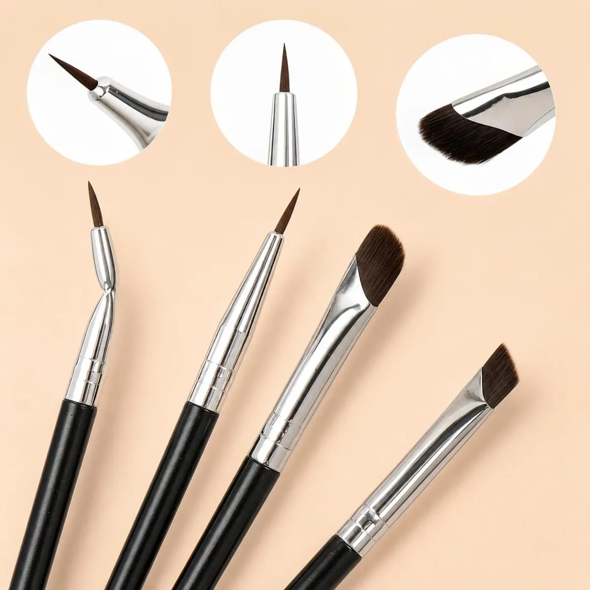 5/7-Piece Precision Eye Makeup Brush Set | Scythe & Angled Eyeliner Eyebrow Brushes With Long Handle Reversible Design