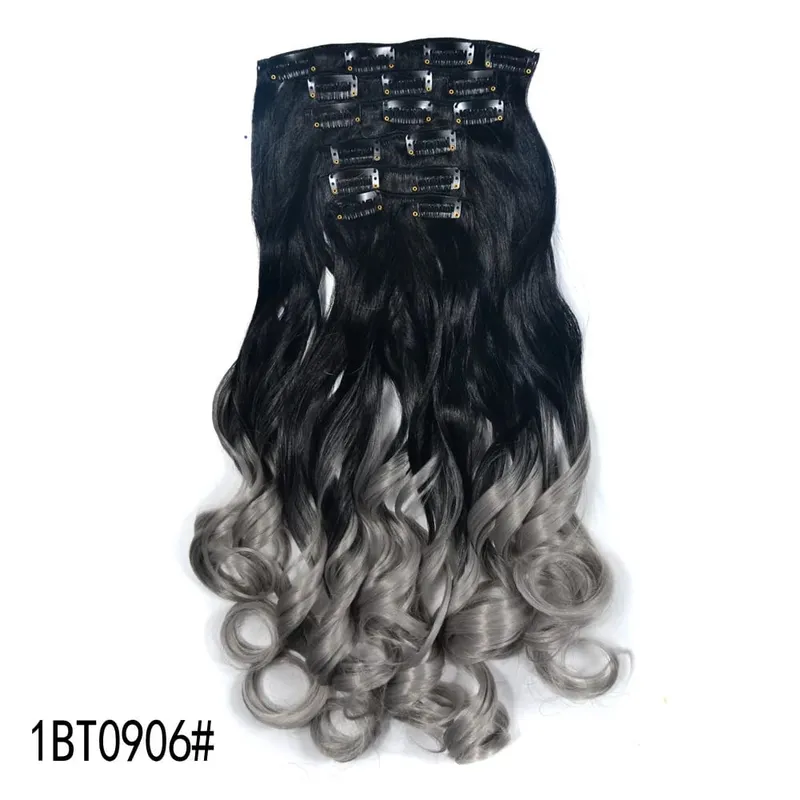 16 Clips In Hair Extensions Women Natural Wave Hair Extensions 6Pcs/Set Synthetic Hair Piece Heat Resistant Hairpiece 20 Inch