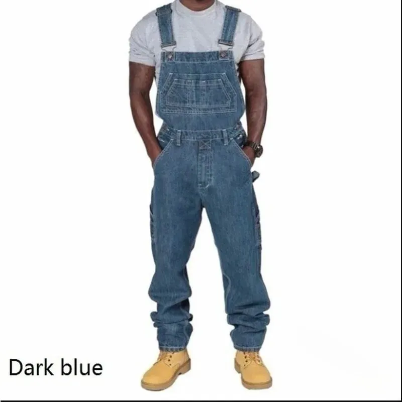 Trendy Men's Suspenders Denim Jumpsuit Fashion Casual Overalls Jeans