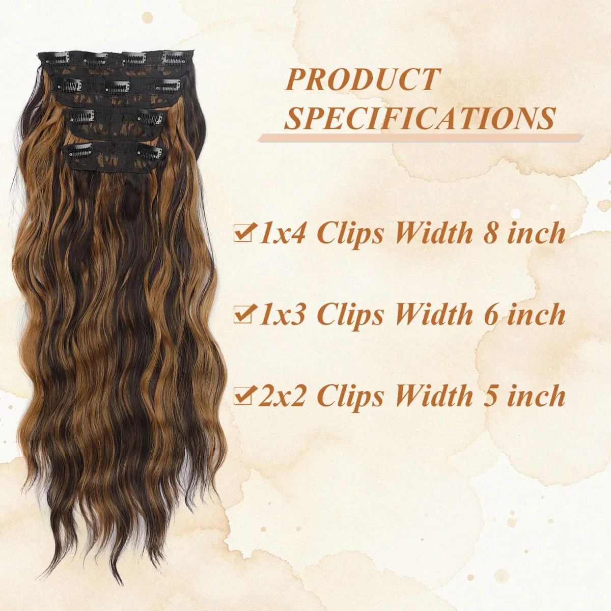 4 Pcs 22 Inch Clip in Hair Extensions Long Synthetic Wavy Curly Hairpieces Layered Soft Invisible Clip Ins Extensions for Women