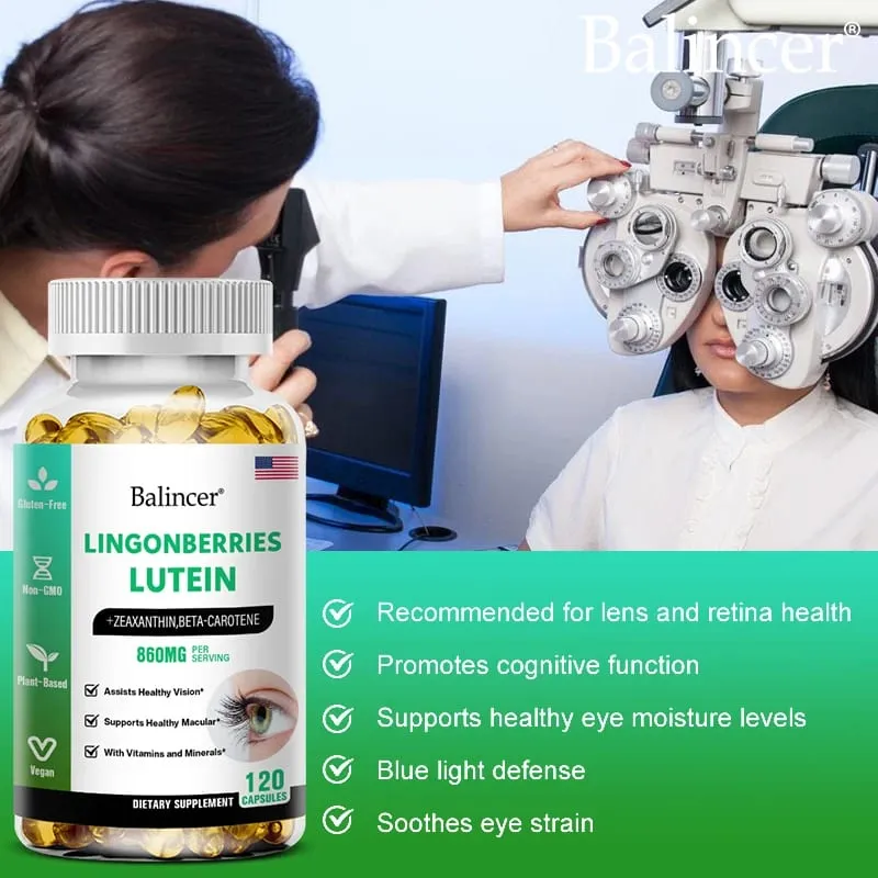 Balincer Lutein Capsules with Zeaxanthin Vitamin Dietary Supplement for Eye Health Support 120/60/30 Easy-to-Swallow Softgels