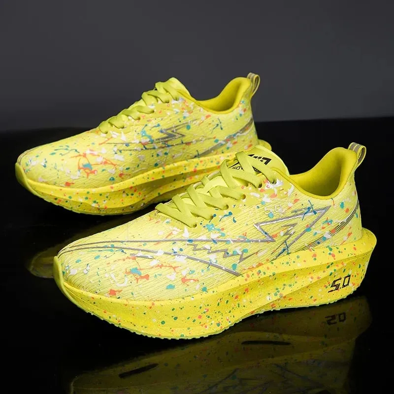 Men's Breathable Fashionable Cushioned Carbon Plate Running Shoes Lightweight Simple Versatile Sneakers for Daily Casual and Ou