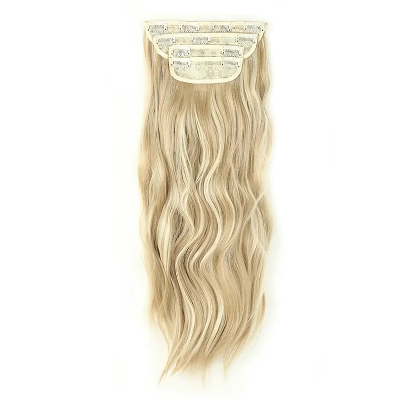 4-Piece Set Hair Clip Extensions Clip In Wavy Hair Extensions 20 Inch Long Synthetic Curly Hair Extensions for Women