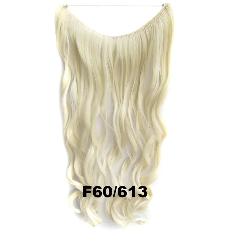 Synthetic One piece Hair Extensions No Clip No Glue Invisible 24inch Long Straight Wave Heat Resistant String Hairpiece