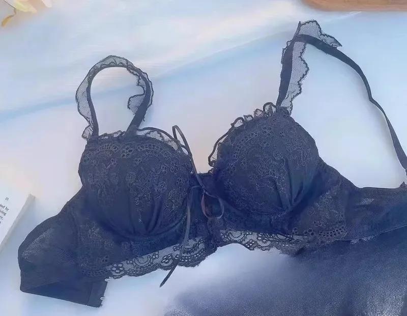 Japanese Style Lace Bralette Set Sexy Cute Underwear with Steel Ring for Small Breasts Push Up Bra & Panty Set Hot Sale Now!