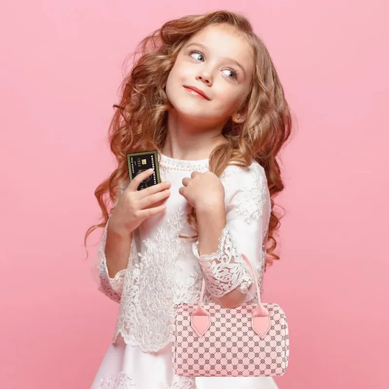 Little Girls Play Purse Kids Pretend Play Purse Cell Phone/Makeup/Keys Princess Makeup Purse for Girls Christmas Birthday Gift