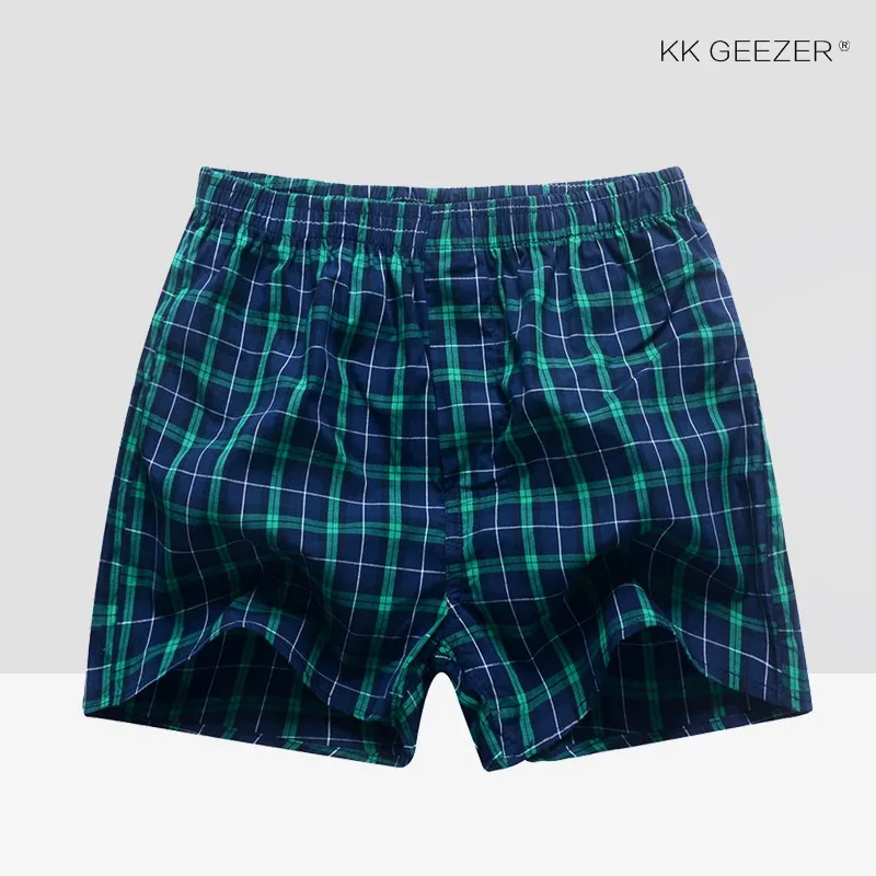Men Underwear Boxer Plaid Underpants 100% Cotton Shorts Men Striped Panties Loose High Quality Oversize Breathable Dropshipping