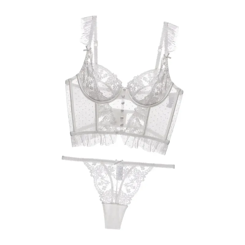 Women Lingerie Set 2 Piece Bodysuit Comfortable Push up Brassiere Floral Lace Bra Panty Set for Wedding Everyday Wear Sleepwear