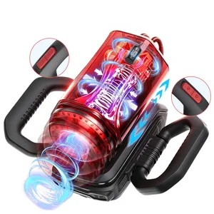Upgraded Automatic Male Masturbator 7 Modes Suction Vibration Thrusting Portable Handle Pocket Pussy Stroker Blowjob Sex Toys
