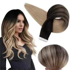 Full Shine Tape in Hair Extensions Human Hair Seamless Silky Straight Skin Weft 20Pcs 50G Add Length for Wedding