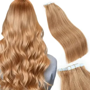Tape In Real Human Hair Strawberry Blonde Straight Tape In Hair Extensions Human Hair Seamless Skin Weft Tape in Hair Extensions