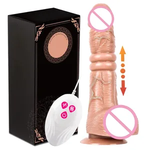 Telescopic Vibrating Thrusting Realistic Dildo Female Masturbation With Suction Cup Heating Penis Remote Control Dick For Women