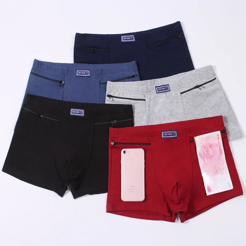 Men's Pockets Underwear Anti-theft Briefs Boxer Panties,two Zippers Pockets Cotton Underpants,mens Boxers Briefs,booty shorts 3256802472559571