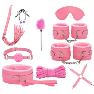 Sex Toys BDSM Bondage Kits Genuine Leather Restraint Set Handcuffs Collar Gag Vibrators Sex Toys For Women Couples Adult Games