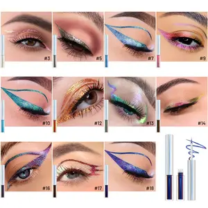 19 Colors Holographic Chameleon Liquid Eyeliner Metallic Glitter Color-Shifting Eye Liner Long Lasting Waterproof Eyes Makeup