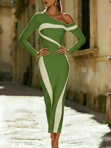 Slimming Irregular Design Shoulder Baring Waist Cinching Tight Fitting Hip Hugging Long Skirt for Women