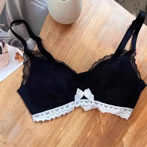 Women's French-Style Wireless Shaping Lingerie Set — Push-Up Anti-Sagging Lace Bra & Panties. Comfortable Ideal for Daily Wear.