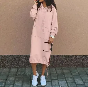 2023 Autumn and Winter Fashion New Women's Sweater Robe Large Hooded Elegant Pocket Split Warm Hoodie Long Dress