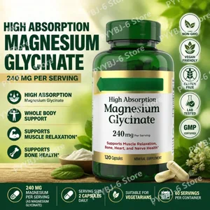 Magnesium Glycinate Capsules High Absorption Supports Muscle Relaxation Supports Bone Health 120 Capsules for Adults