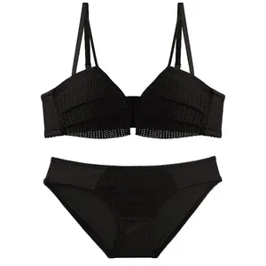 Lingerie Set Female Deep V Sexy Thick Wireless Seamless Push Up Comfort Bra And Panty Set Breathable Underwear For Women